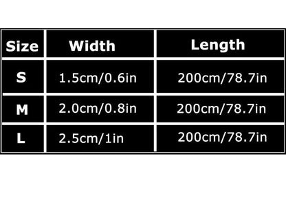 Truelove Adjustable Multi-Function Dog Lead Size Chart with Width and Length Measurements