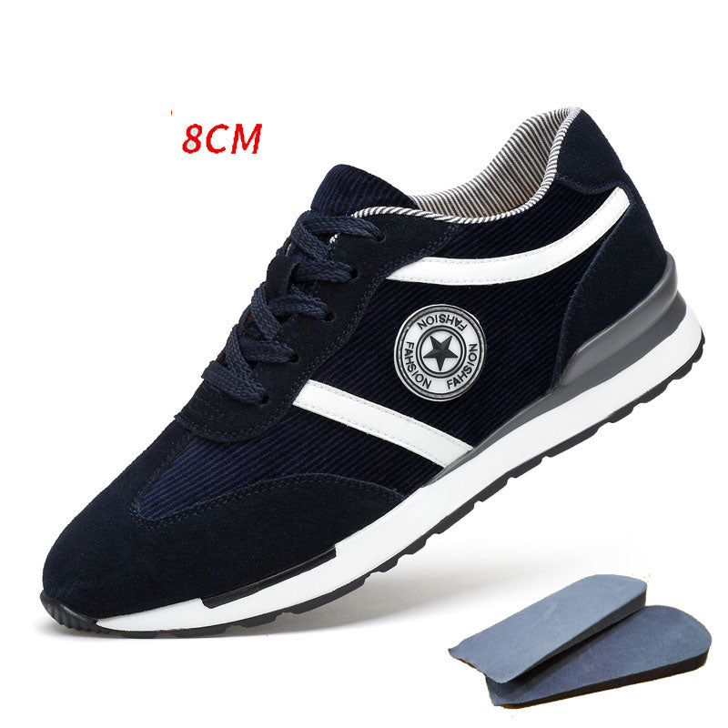 Luxurymania24 navy blue Elevated Sole Fashion Sneakers Men with white stripe accents padded collar and removable insoles