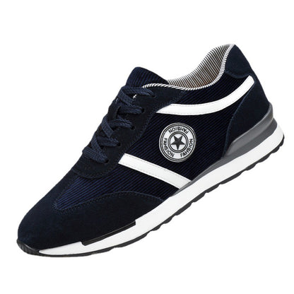 Luxurymania24 navy blue suede trainers with white stripe and round logo Elevated Sole Fashion Sneakers Men for casual wear