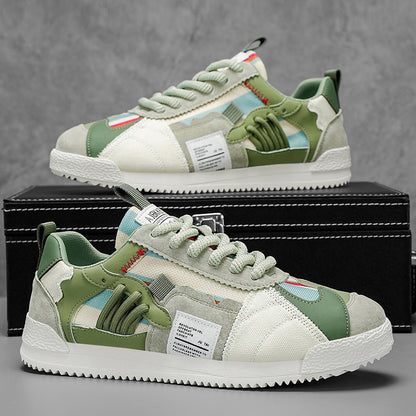 eprolo multi-colour fashion trainers for men green and white lace up casual trainers on display box