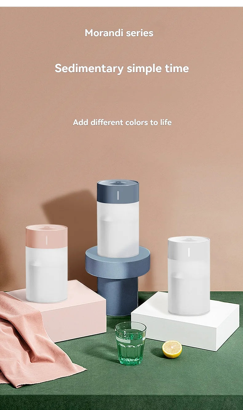 Morandi series USB automatic humidifier with light in pastel colours for stylish home decor