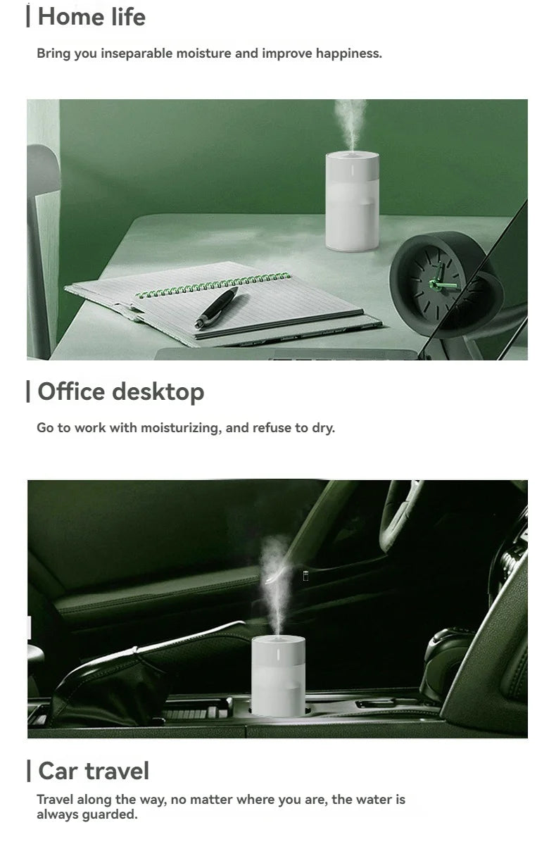 USB automatic humidifier with light for home and office use, perfect for travel and enhancing air quality