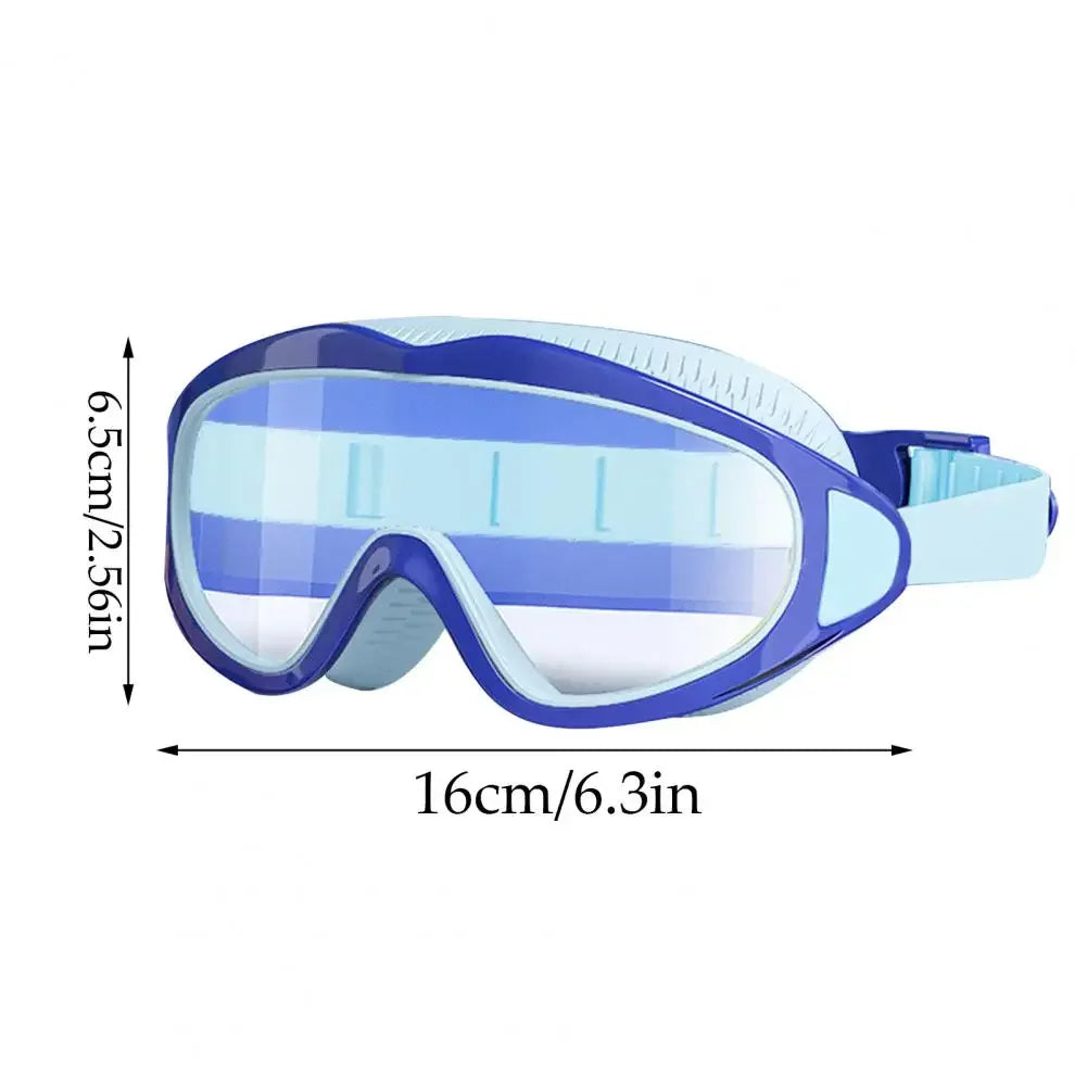 Blue and light blue UV protection kids pool goggles with adjustable strap for comfortable fit