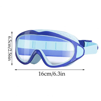 Blue and light blue UV protection kids pool goggles with adjustable strap for comfortable fit