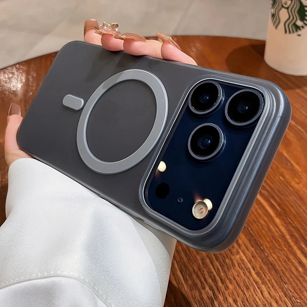 Slim matte iPhone 17 Pro Max MagSafe case in grey with precise cutouts for camera and buttons