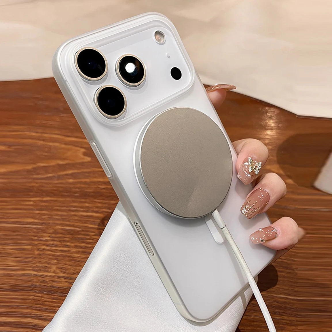 Slim matte iPhone 17 Pro Max MagSafe case in clear design showcasing wireless charging compatibility