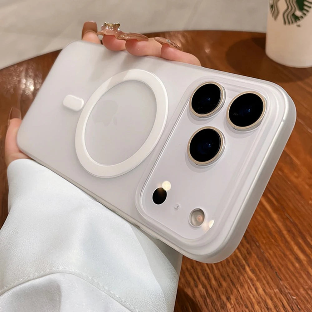 Transparent Slim matte iPhone 17 Pro Max MagSafe case with a sleek design and camera cutout