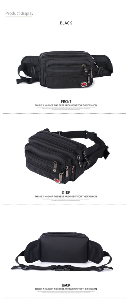 Luxurymania24 black casual fanny pack with phone compartment multiple zip pockets and adjustable strap