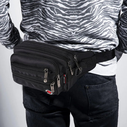 Luxurymania24 black casual fanny pack with phone compartment multiple zip pockets adjustable strap