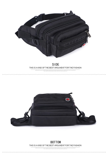 Black Luxurymania24 casual fanny pack with phone compartment multiple zip pockets adjustable waist strap