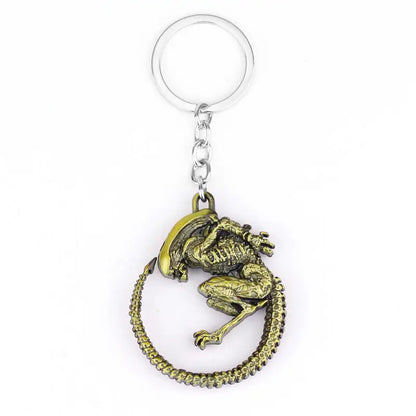 Xenomorph Queen key ring in antique bronze finish, featuring intricate design details