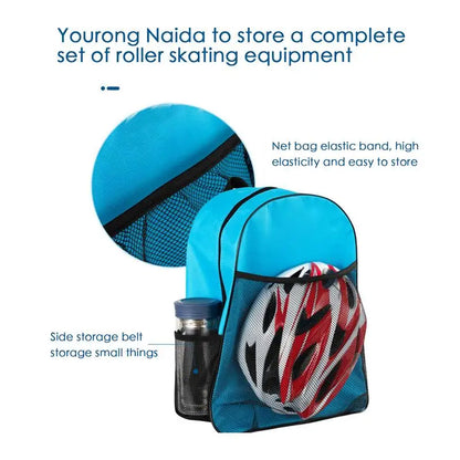 Luxurymania24 waterproof inline skates bag turquoise backpack with mesh helmet pocket and bottle holder