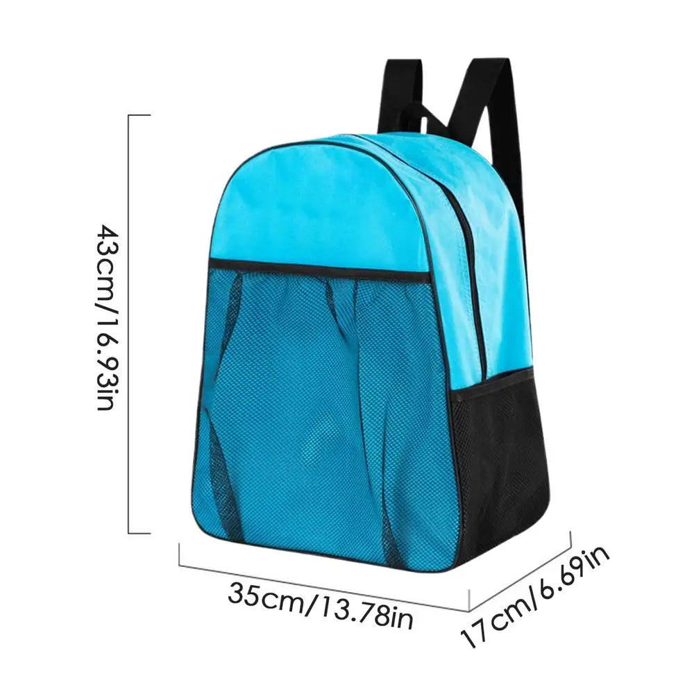 Luxurymania24 turquoise waterproof inline skates bag backpack with mesh pockets and adjustable straps 43x35x17cm