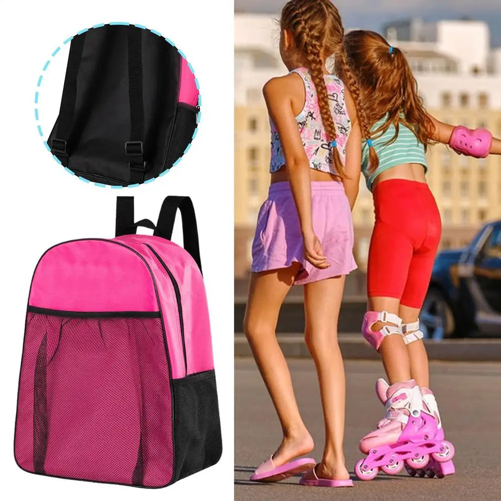 Luxurymania24 pink skate backpack with mesh pocket and straps for easy storage of skates waterproof inline skates bag